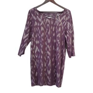 NWT Urban Outfitters Ecote 3/4 Sleeve Sheer Purple Metallic Sheath Dress L